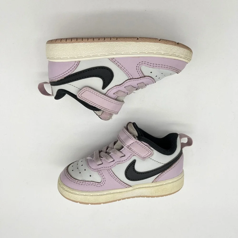 Nike Court Borough Low 2 Lilac Toddler Sneakers Black Swoosh Size‎ 6C